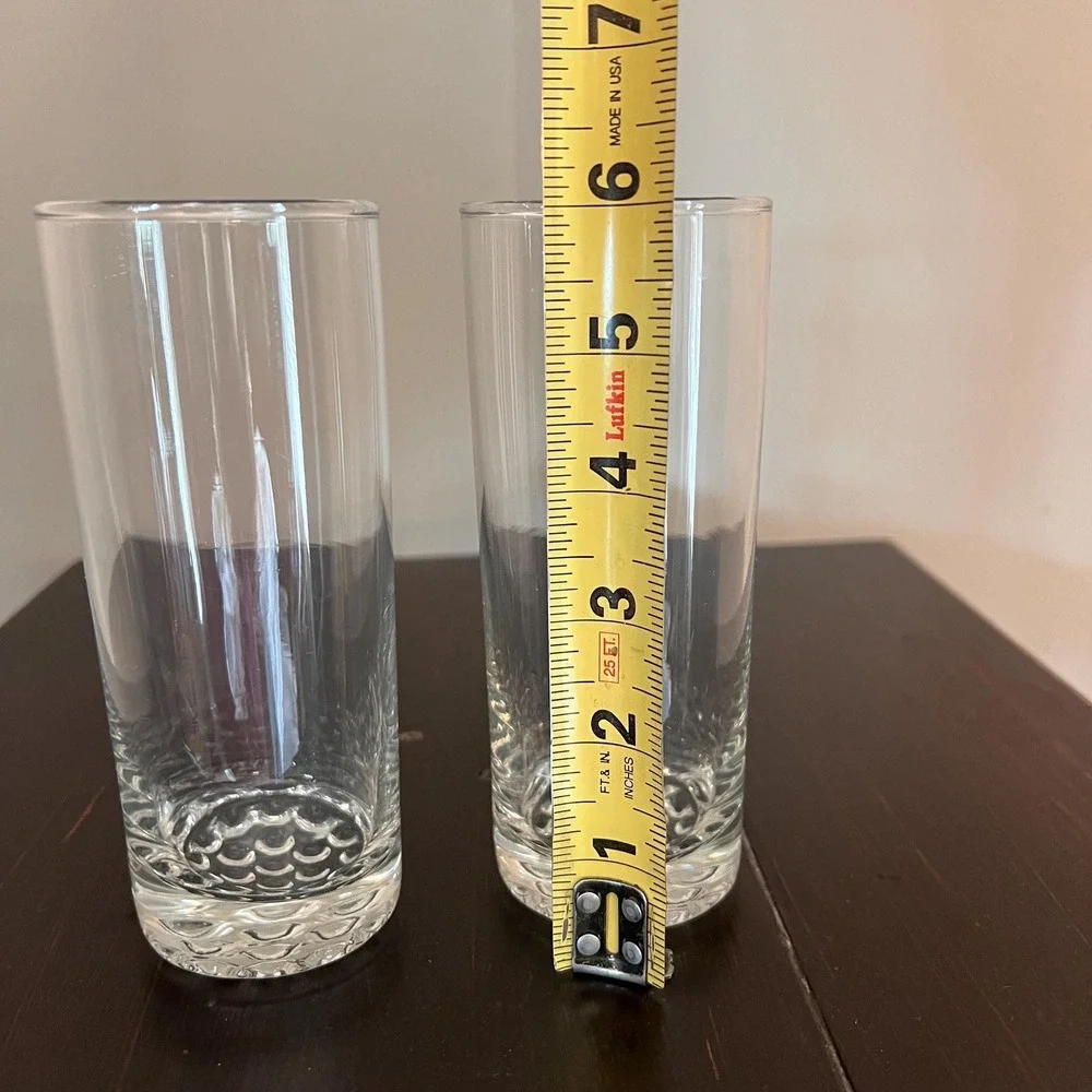 VTG Heavy Bubble Base Highball Glasses Set of 2, Mid Century Modern goblets